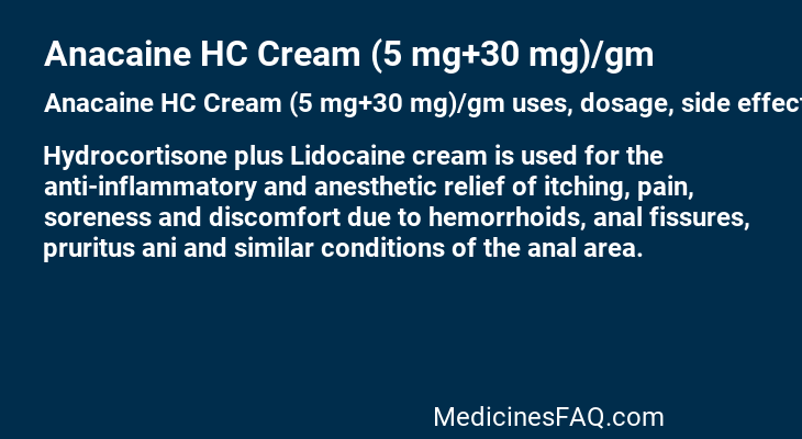 Anacaine HC Cream (5 mg+30 mg)/gm