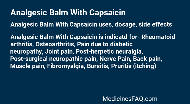 Analgesic Balm With Capsaicin