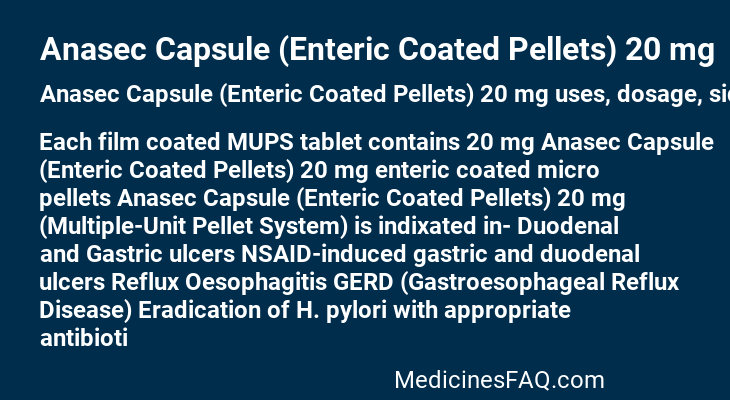 Anasec Capsule (Enteric Coated Pellets) 20 mg