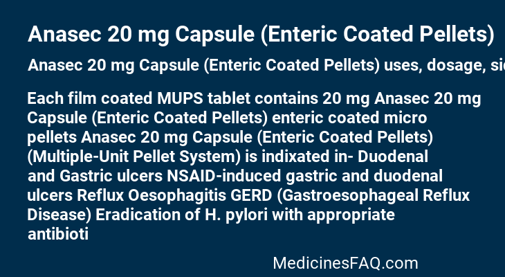 Anasec 20 mg Capsule (Enteric Coated Pellets)