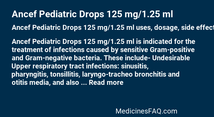 Ancef Pediatric Drops 125 mg/1.25 ml