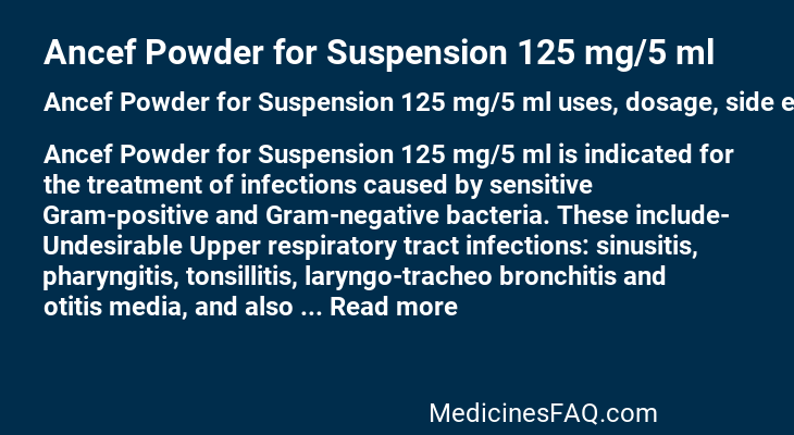 Ancef Powder for Suspension 125 mg/5 ml