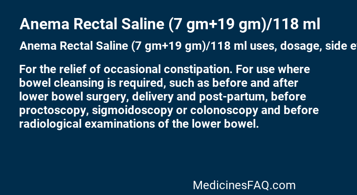 Anema Rectal Saline (7 gm+19 gm)/118 ml