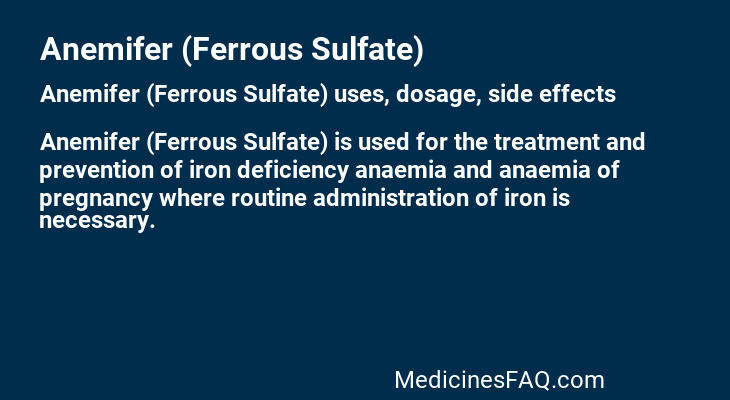 Anemifer (Ferrous Sulfate)