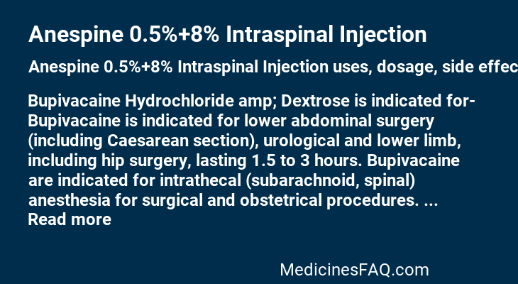 Anespine 0.5%+8% Intraspinal Injection