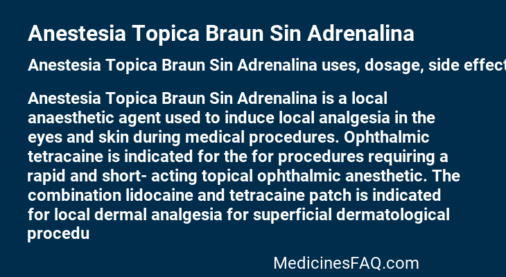 Anestesia Topica Braun Sin Adrenalina