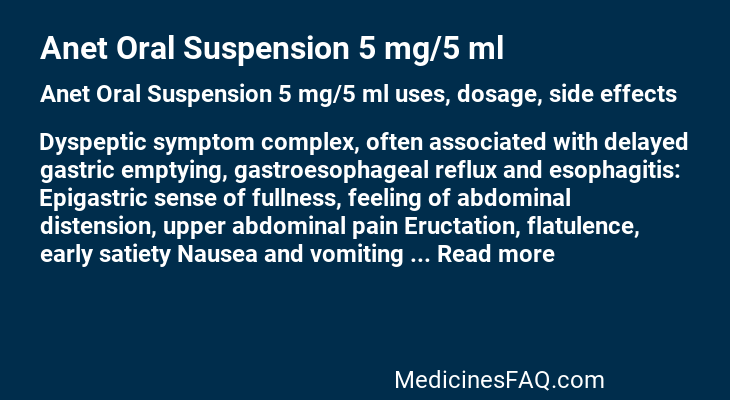 Anet Oral Suspension 5 mg/5 ml