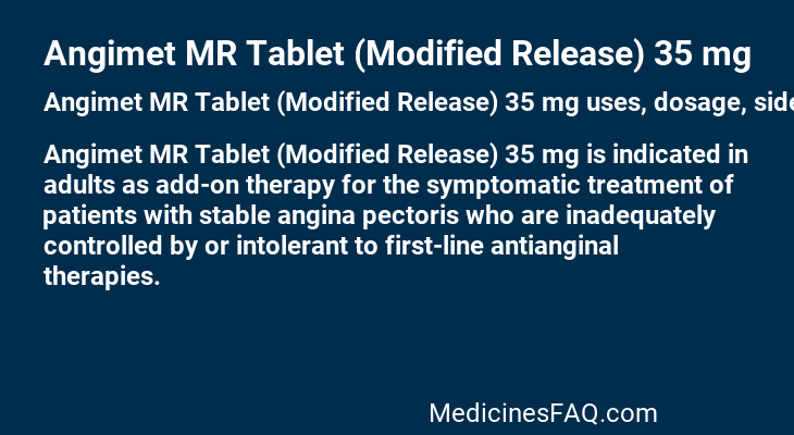 Angimet MR Tablet (Modified Release) 35 mg