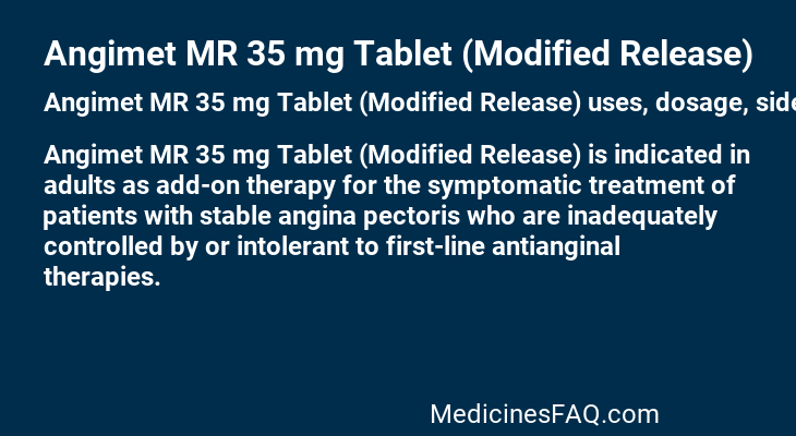 Angimet MR 35 mg Tablet (Modified Release)