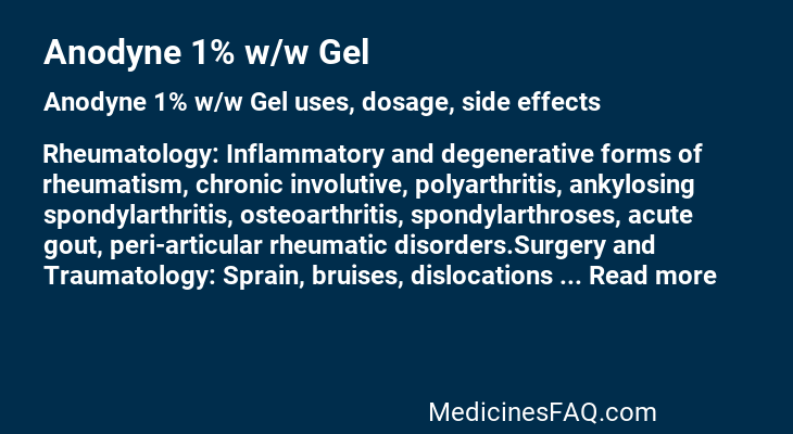 Anodyne 1% w/w Gel