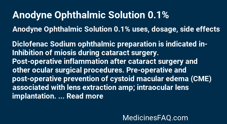 Anodyne Ophthalmic Solution 0.1%