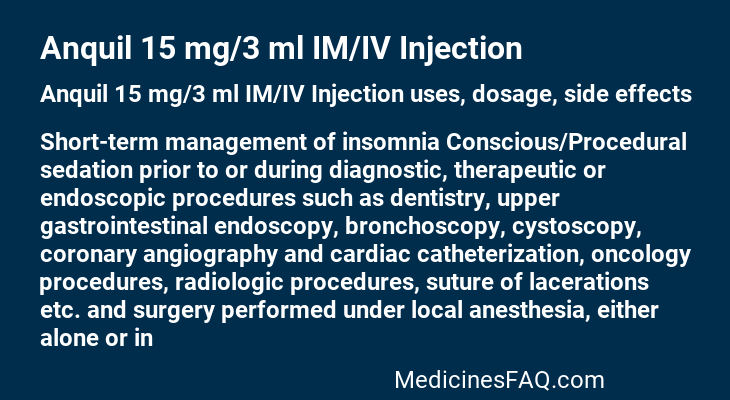 Anquil 15 mg/3 ml IM/IV Injection