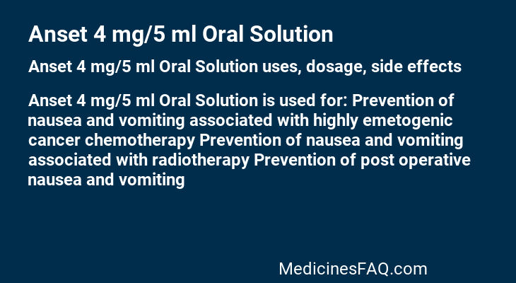 Anset 4 mg/5 ml Oral Solution