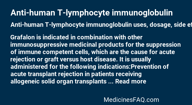 Anti-human T-lymphocyte immunoglobulin