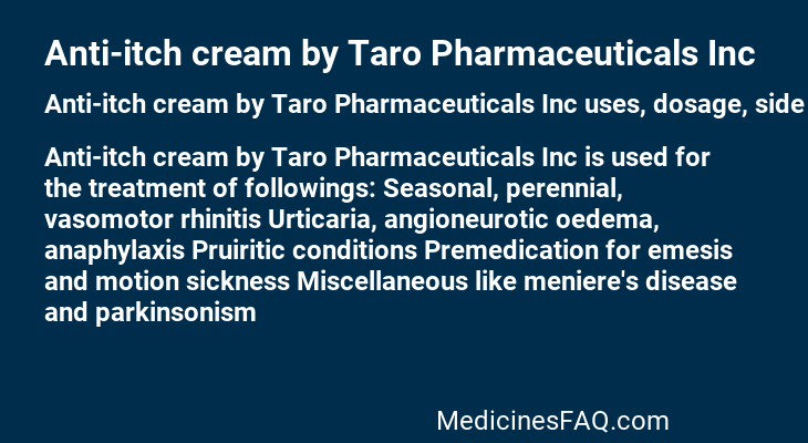Anti-itch cream by Taro Pharmaceuticals Inc