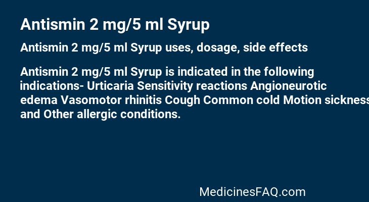 Antismin 2 mg/5 ml Syrup