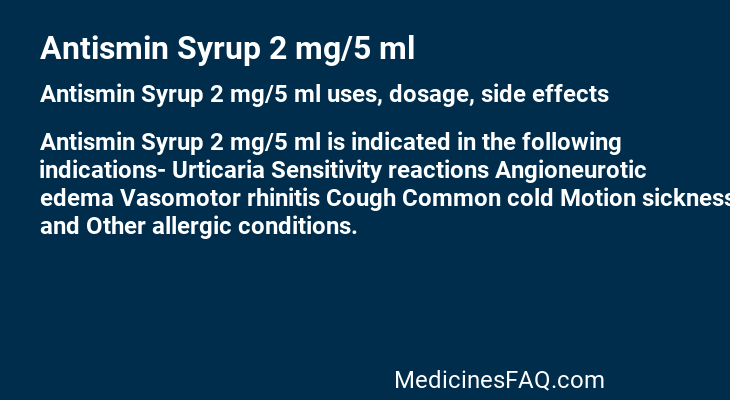 Antismin Syrup 2 mg/5 ml