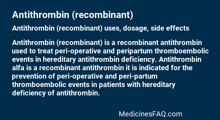 Antithrombin (recombinant)