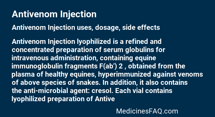 Antivenom Injection