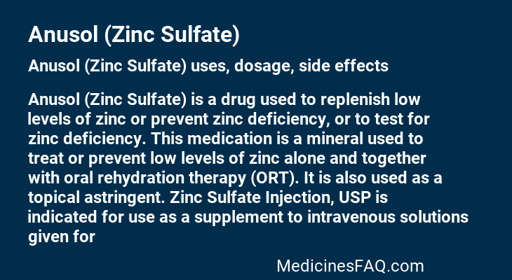 Anusol (Zinc Sulfate)