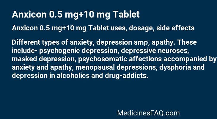 Anxicon 0.5 mg+10 mg Tablet