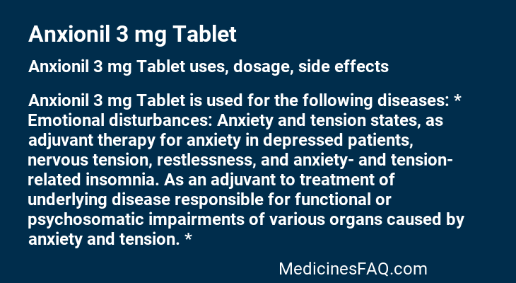 Anxionil 3 mg Tablet