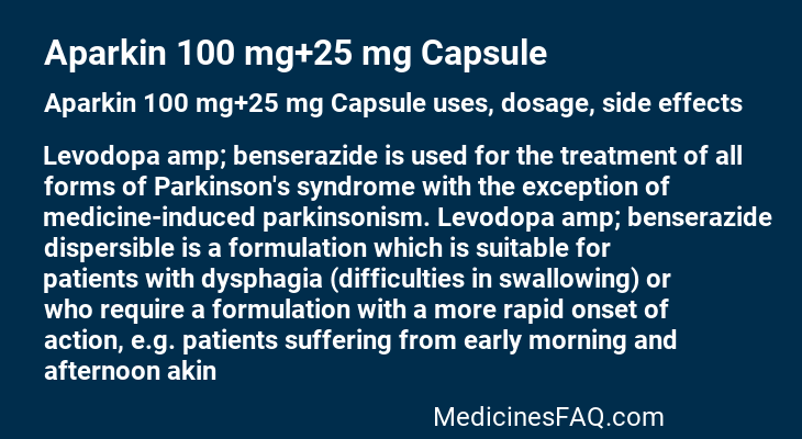 Aparkin 100 mg+25 mg Capsule