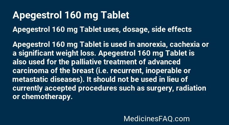 Apegestrol 160 mg Tablet