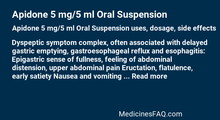 Apidone 5 mg/5 ml Oral Suspension