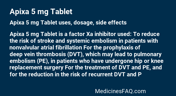 Apixa 5 mg Tablet