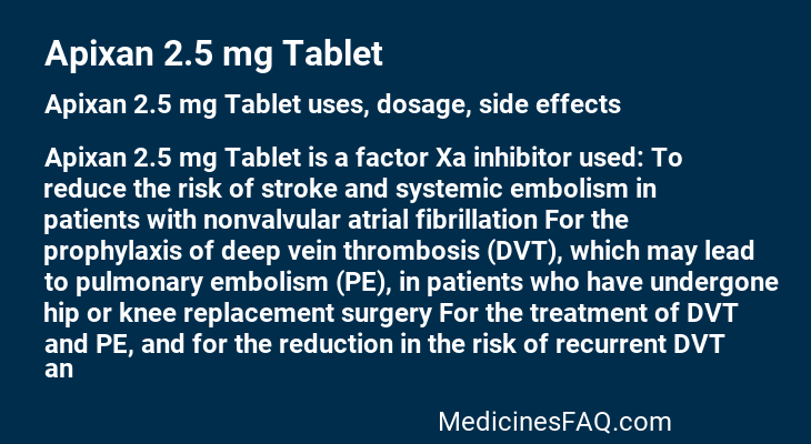 Apixan 2.5 mg Tablet