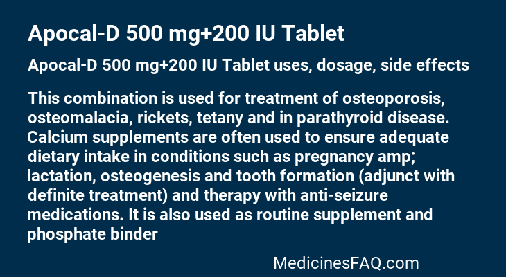 Apocal-D 500 mg+200 IU Tablet