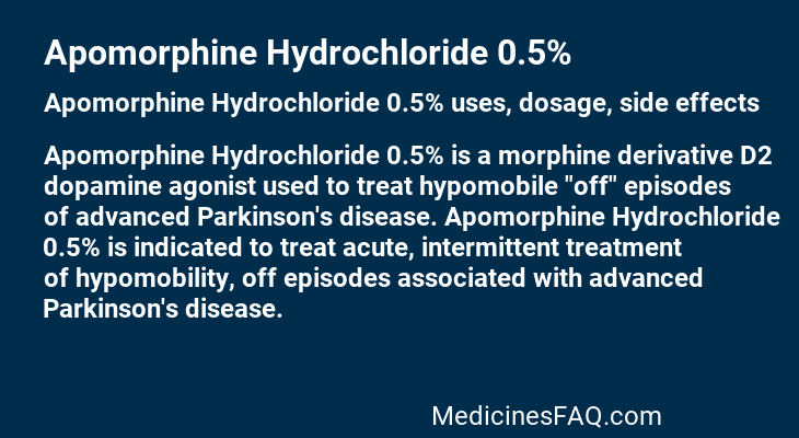 Apomorphine Hydrochloride 0.5%