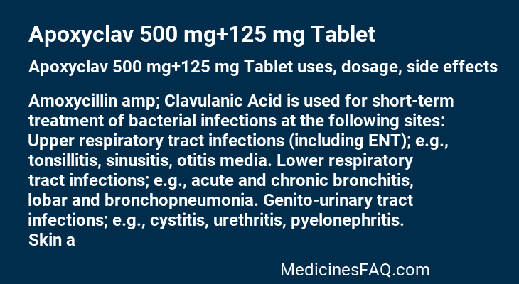 Apoxyclav 500 mg+125 mg Tablet