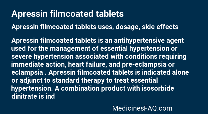 Apressin filmcoated tablets