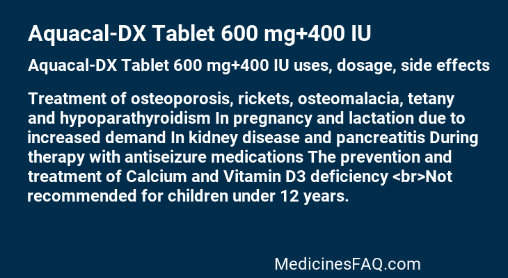 Aquacal-DX Tablet 600 mg+400 IU