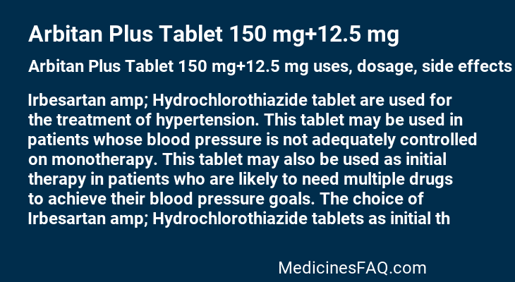 Arbitan Plus Tablet 150 mg+12.5 mg