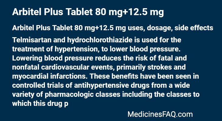 Arbitel Plus Tablet 80 mg+12.5 mg