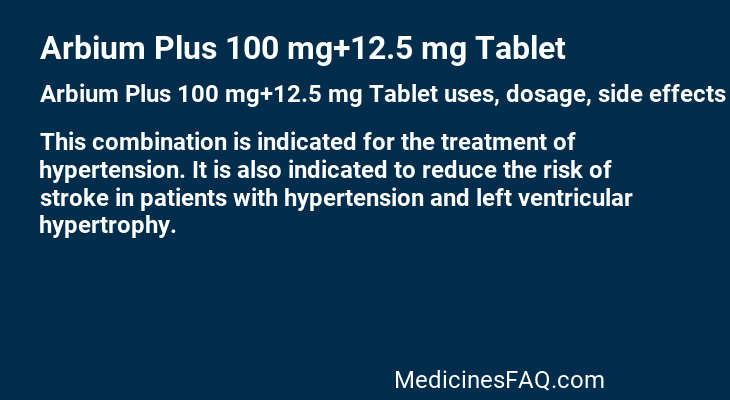 Arbium Plus 100 mg+12.5 mg Tablet