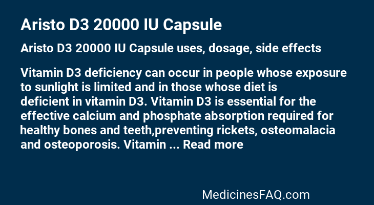 Aristo D3 20000 IU Capsule