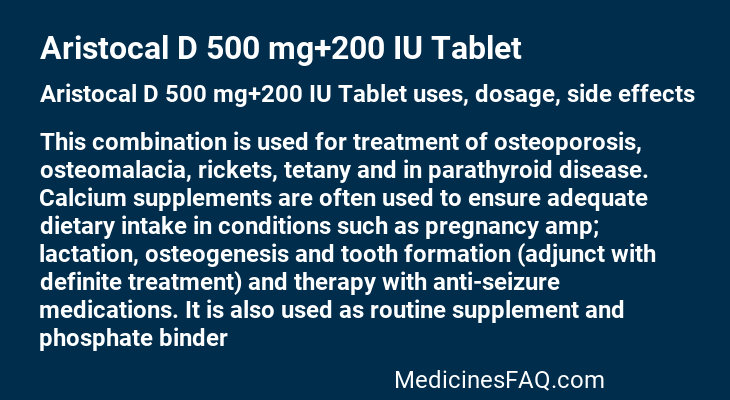 Aristocal D 500 mg+200 IU Tablet