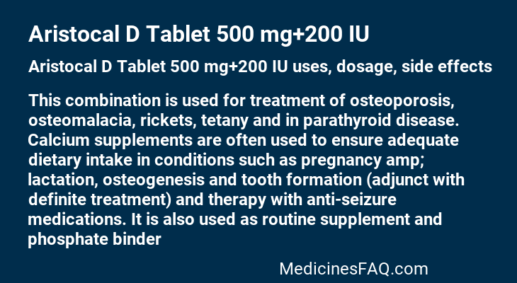 Aristocal D Tablet 500 mg+200 IU