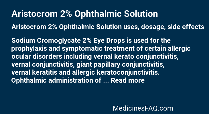 Aristocrom 2% Ophthalmic Solution