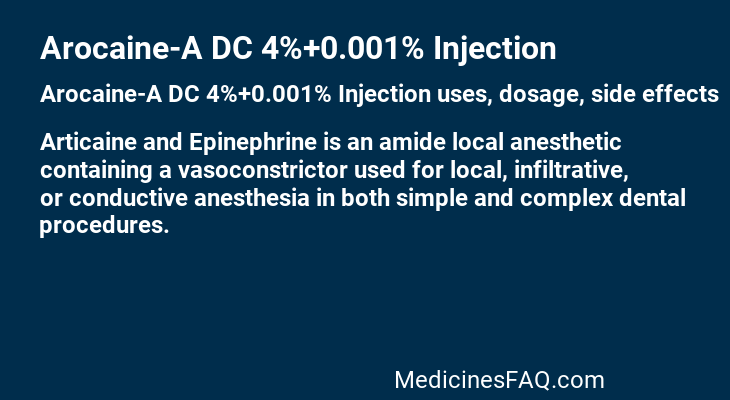 Arocaine-A DC 4%+0.001% Injection