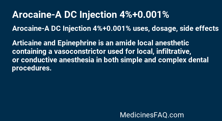 Arocaine-A DC Injection 4%+0.001%