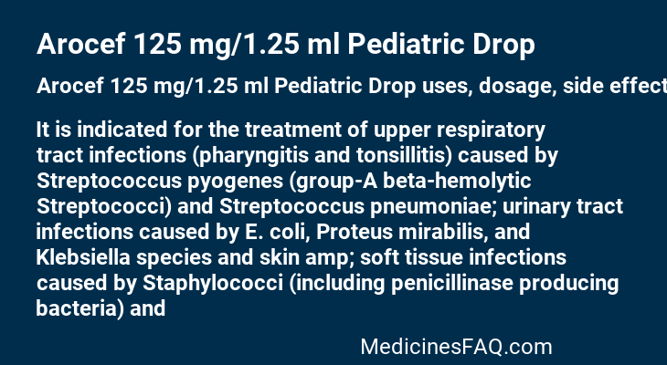 Arocef 125 mg/1.25 ml Pediatric Drop