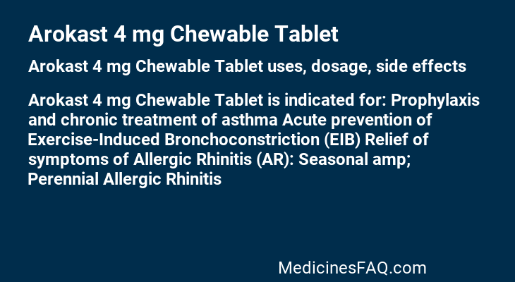 Arokast 4 mg Chewable Tablet