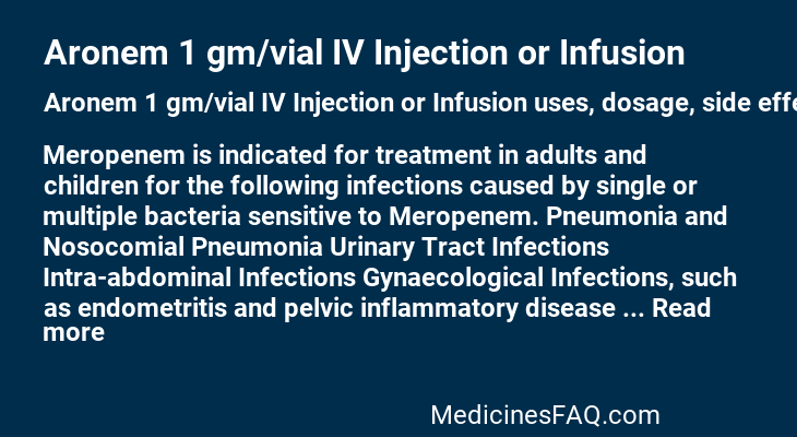 Aronem 1 gm/vial IV Injection or Infusion