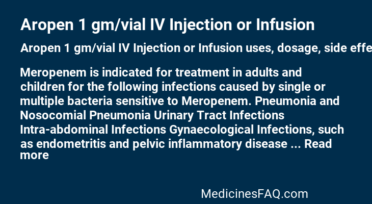 Aropen 1 gm/vial IV Injection or Infusion