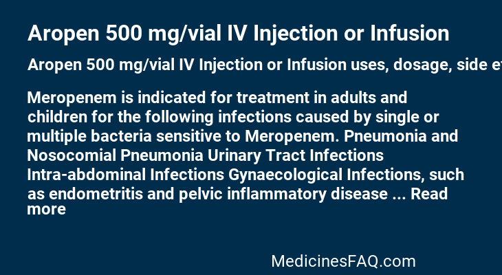 Aropen 500 mg/vial IV Injection or Infusion